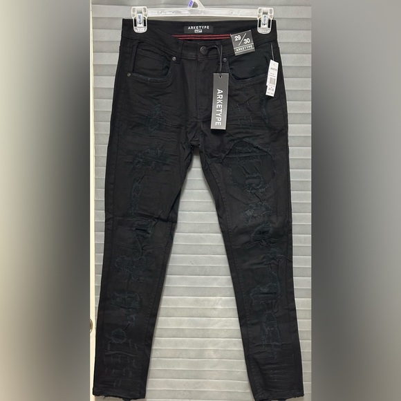 Arketype Black Jeans Men's Slim Fit Ripped Stretch Denim size 29/30 - Picture 1 of 10